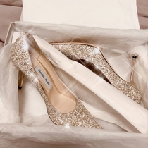 Robe de mariée principale chaussures de mariage de fiançailles talons hauts en or champagne talons aiguilles pour femmes nouvelles chaussures de mariage en cristal 2024 chaussures de mariée