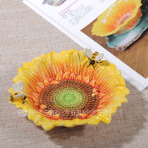 European style sunflower ceramic fashion ashtray snack plate key plate wedding gift creative gift soap plate