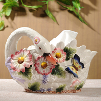 European swan ceramic tissue box Napkin box Paper box Living room TV cabinet Coffee table Entrance decoration Wedding gift
