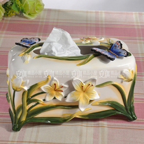 Fang Ya European-style empty Valley Orchid ceramic tissue box napkin box box box carting home wedding gift coffee table