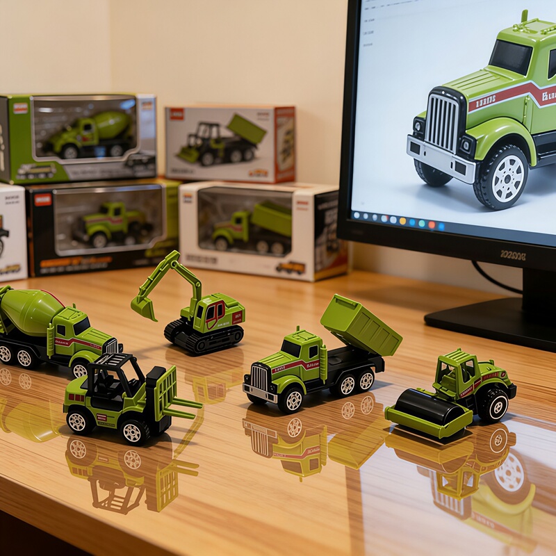 Children's Alloy Plastic Mini Construction Vehicle Set Excavator Bulldozer Mixer Truck Boy Toy Car Gift