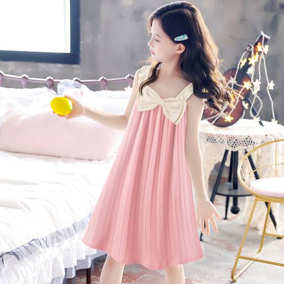 女童吊带睡衣夏季新款儿童吊带睡裙宽松冰丝小学生睡裙中大童睡裙