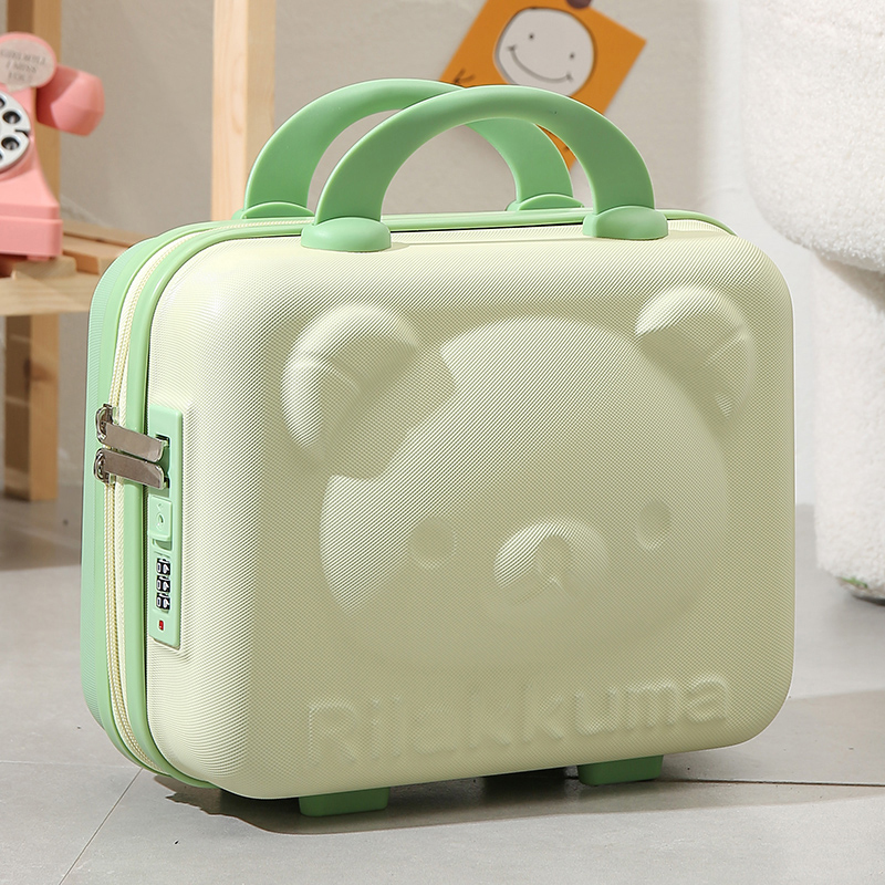 Lockable Cartoon Cute Bear Suitcase for Women 14inch Password Box Portable Makeup Box 16inch Dormitory Storage Box