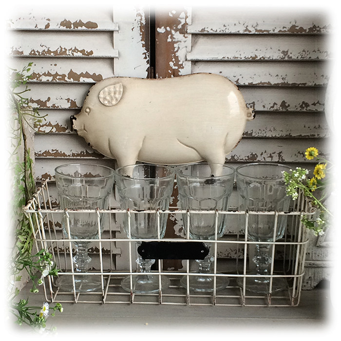 Urbana American country animal iron basket wall-mounted retro storage wall decoration flower two options 