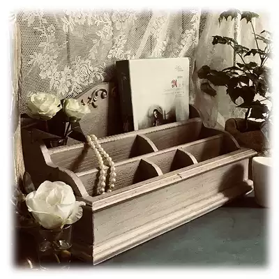 Export tail single French wooden retro old letter bucket desktop storage nostalgic ornaments shooting props