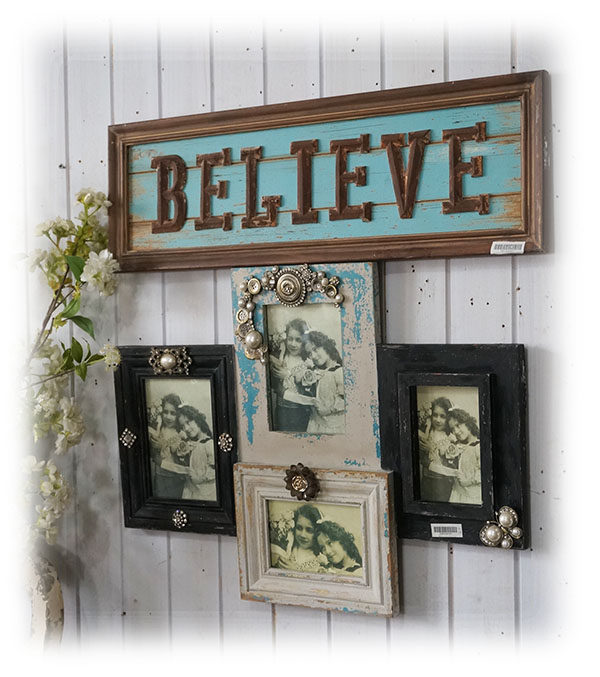 Out-of-the-sample lonelwood Wooden Ancient Old Rework Insert Drilling Four United Photo Frame Countryside Style No Discount