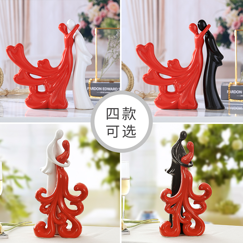 The sitting room furnishing articles furnishing articles European household adornment parter couples wine ceramics handicraft decoration wedding gift