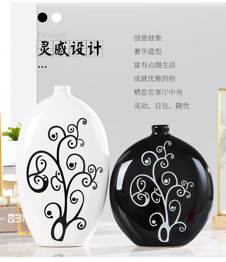 Jingdezhen ceramic household act the role ofing is tasted creative vase sitting room place black and white contracted and I crafts desktop decoration