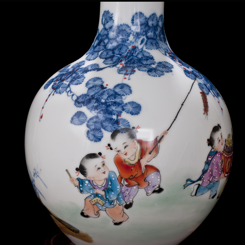 Jingdezhen ceramic porcelain enamel big vase household hand - made furnishing articles sitting room TV ark, handicraft ornament