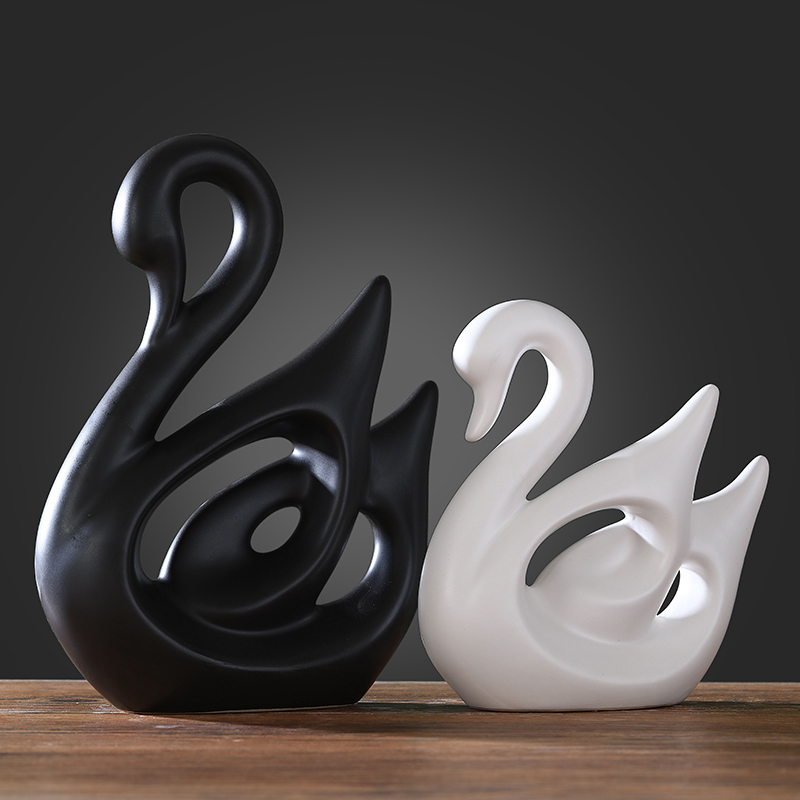 Nordic home decoration furnishing articles creative living room TV cabinet wine porch decoration of pottery and porcelain swan wedding gift