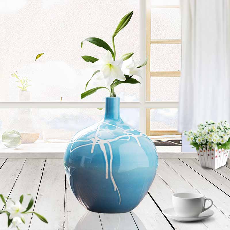 Creative household ceramic vase three - piece sitting room ground ceramic wine accessories furnishing articles process decoration carving