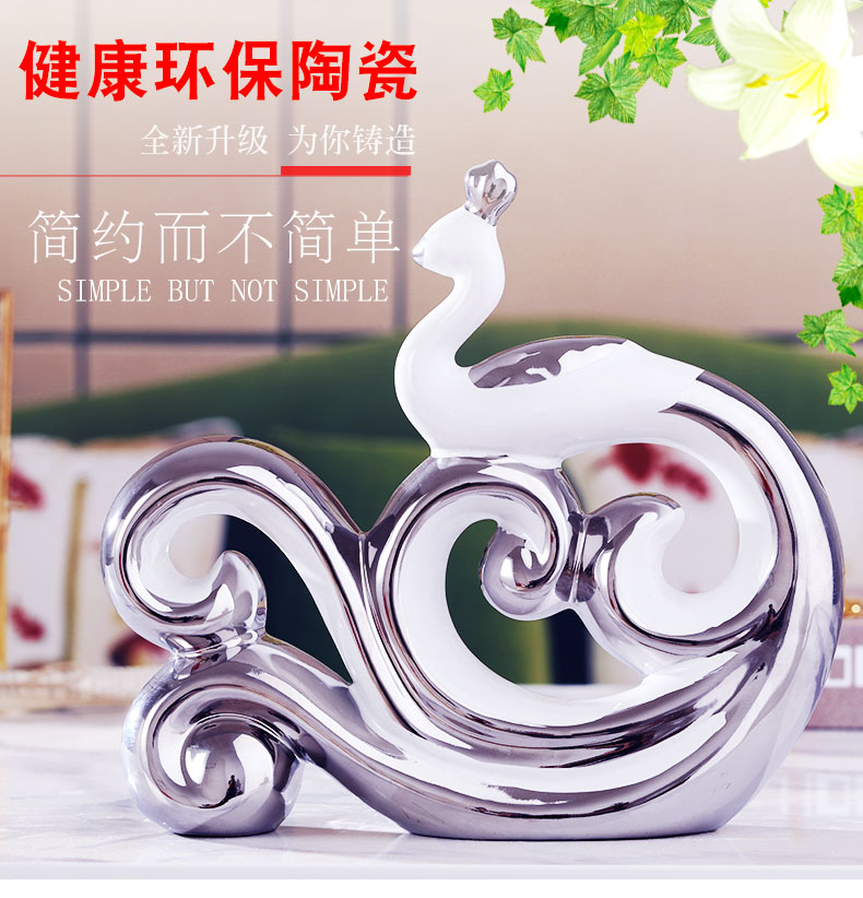 European household creative ceramic wine ark, adornment furnishing articles of modern living room electroplating process the peacock small ornament