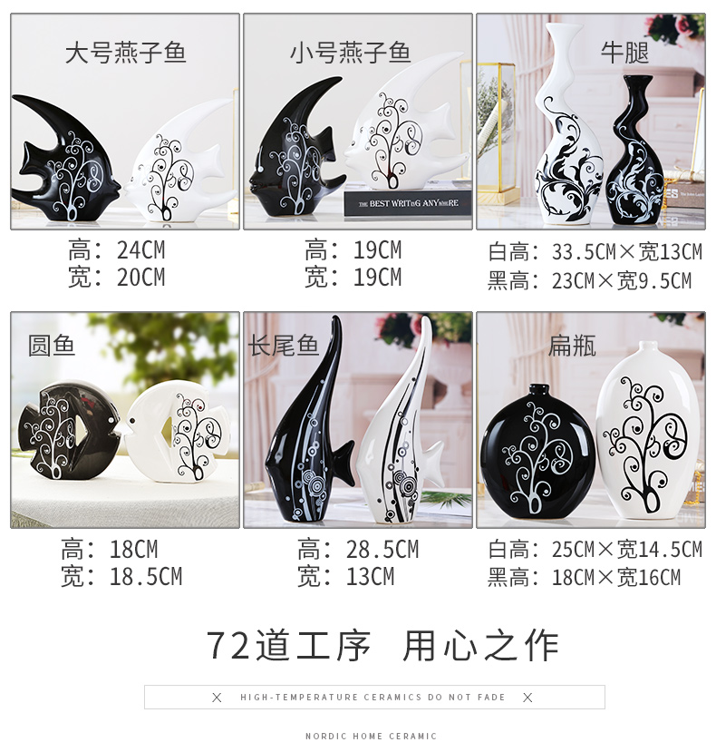 Jingdezhen ceramic household act the role ofing is tasted creative vase sitting room place black and white contracted and I crafts desktop decoration