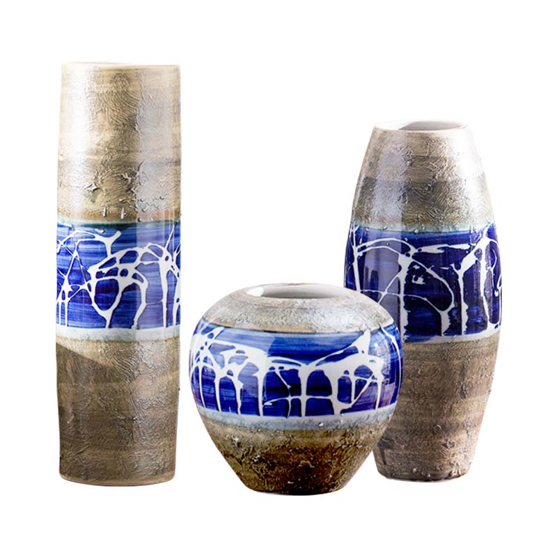 Creative home ground ceramic wine ark, adornment furnishing articles retro nostalgia three - piece vase in the sitting room porch decoration