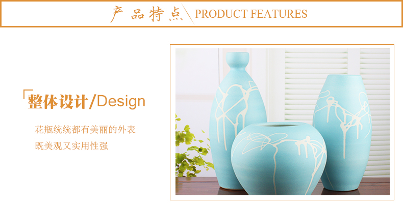 Modern ceramic vase three - piece landing home wine ark, adornment furnishing articles of jingdezhen ceramic flowers sitting room