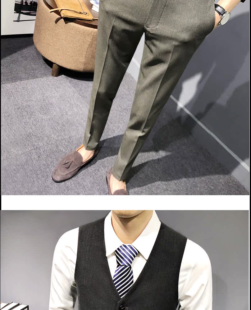 Mùa thu vest vest ba mảnh nam phiên bản Hàn Quốc của Slim British gió kinh doanh bình thường phù hợp với nam phù hợp với váy cưới áo khoác nam