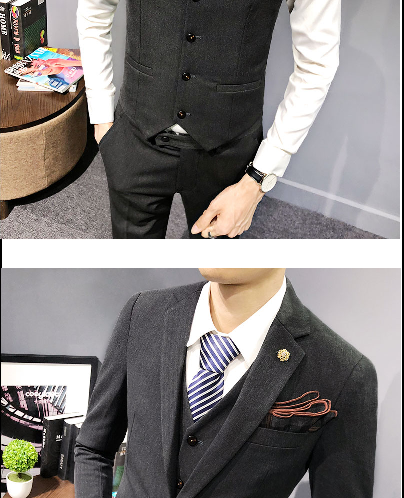 Mùa thu vest vest ba mảnh nam phiên bản Hàn Quốc của Slim British gió kinh doanh bình thường phù hợp với nam phù hợp với váy cưới áo khoác nam