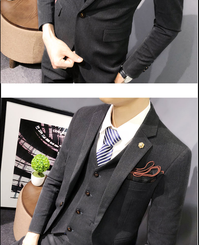 Mùa thu vest vest ba mảnh nam phiên bản Hàn Quốc của Slim British gió kinh doanh bình thường phù hợp với nam phù hợp với váy cưới áo khoác nam