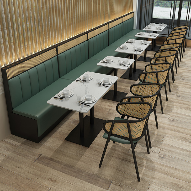 Custom Commercial Burger Barbecue Hot Pot Milk Tea Hotel Coffee Western Restaurant Solid Wood Card Seat Sofa