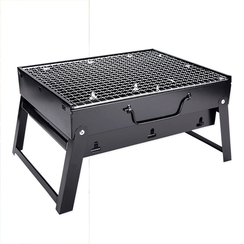 Outdoor portable mini barbecue grill Barbecue grill Household charcoal skewer tools 5 people folding field full set of stoves