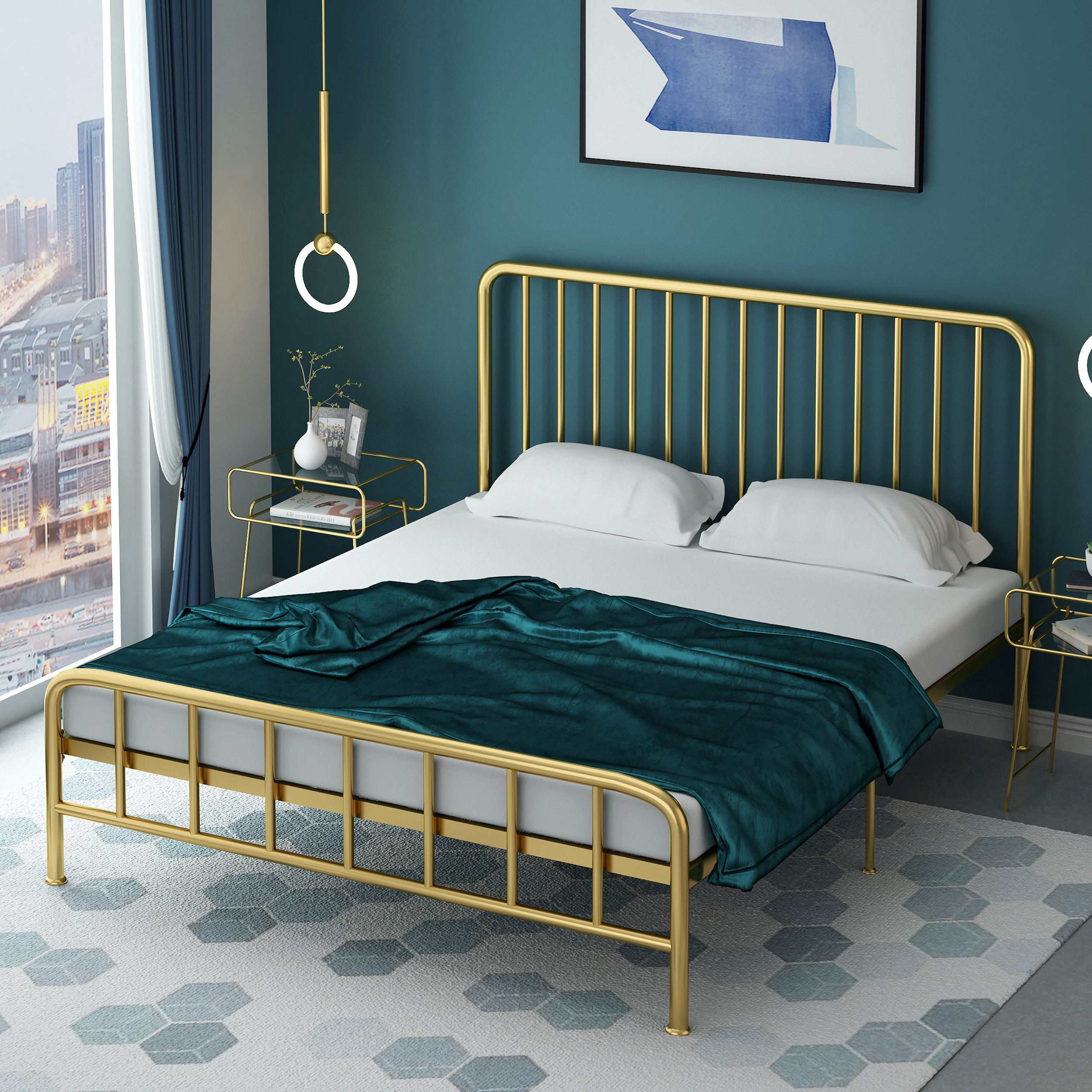 European-style modern minimalist princess wrought iron bed iron frame steel frame double single adult children 1 2 1 5 1 8 meters