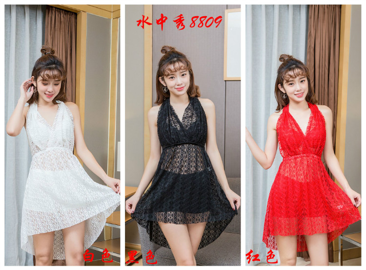8809 swimsuit Three sets of new lace Two style Belly Button Slim Long Version Seaside Lady Spa Dress Swimsuit
