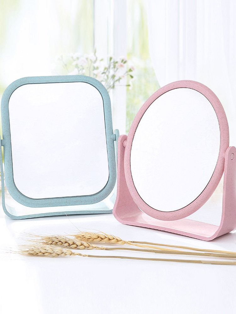 Double-sided rotating dressing mirror Desktop small mirror Simple folding makeup portable princess mirror makeup mirror