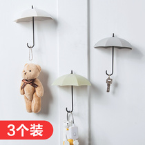 Cute umbrella small sticky hook nail-free door back key holder Kitchen bathroom decoration incognito adhesive hook