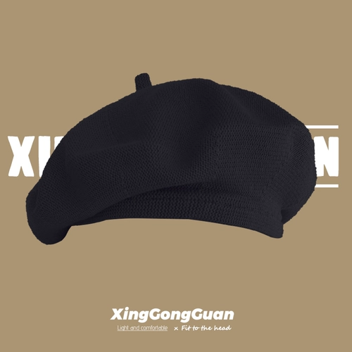 Черный демисезонный брендовый берет, японская трикотажная шапка, популярно в интернете