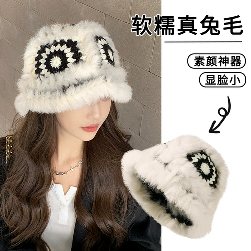 Трикотажная бархатная демисезонная милая шерстяная шапка