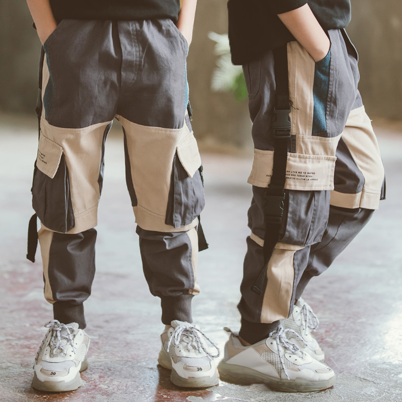 Children's pants 2022 boys autumn and winter Korean version of denim overalls trendy pants boys handsome long pants ins trend