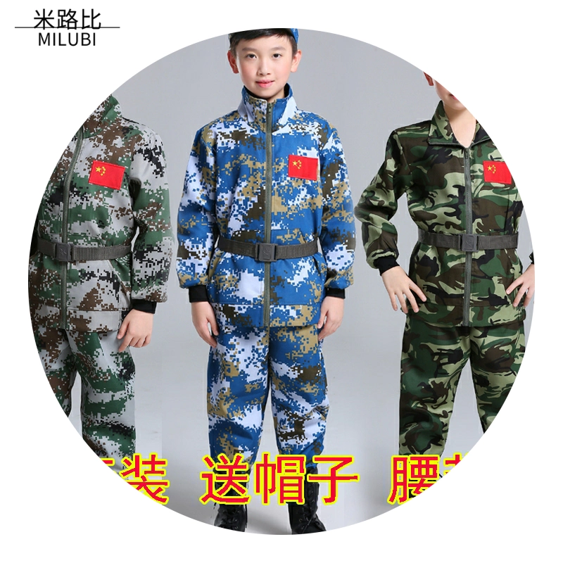 Áo dài tay ngụy trang trẻ em nam nữ hải quân ngụy trang bộ quần áo huấn luyện quân sự Trại mùa đông quân phục quân phục trang phục huấn luyện quân sự - Trang phục