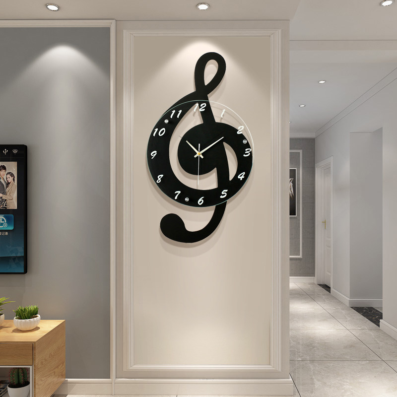 Creative Notes Living Room Personality Hook Piano Room Coffee House Decorative Clock Fashion Art Cartoon Clock Wall