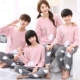 Bộ đồ ngủ bố mẹ cotton dài tay mùa xuân và mùa thu cho bé trai và bé gái dễ thương