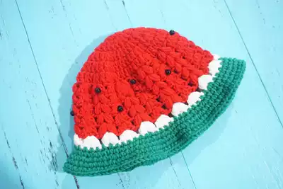 Handmade DIY wool crochet watermelon hollow hat electronic illustration picture tutorial
