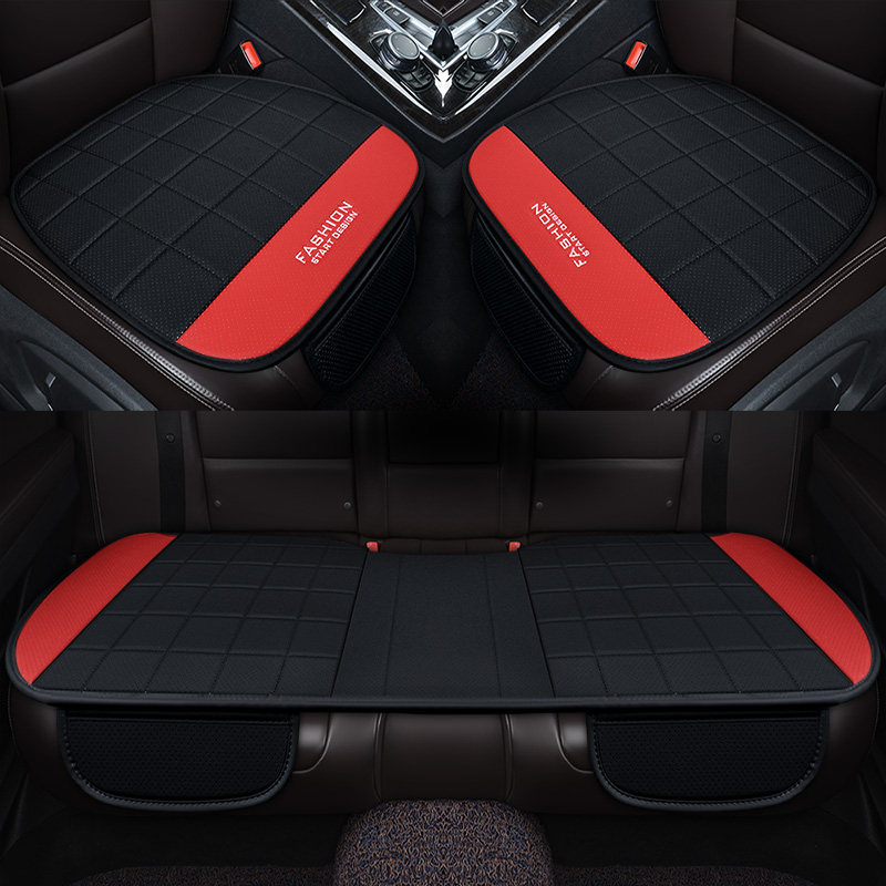 Untied, non-slip monochrome car cushion four seasons General purpose semi-pack master cushion unbacked back with full leather seat mat