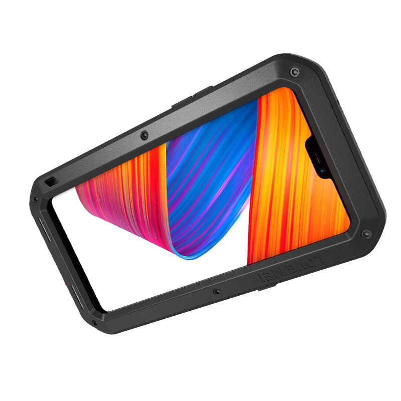 LOVE MEI Powerful Water Resistant Shockproof Dust/Dirt/Snow Proof Aluminum Metal Outdoor Gorilla Glass Heavy Duty Case Cover for OPPO R15 & OPPO R15 Dream Mirror Edition