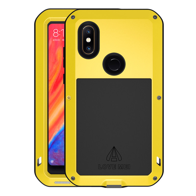 LOVE MEI Powerful Water Resistant Shockproof Dust/Dirt/Snow Proof Aluminum Metal Outdoor Gorilla Glass Heavy Duty Case Cover for Xiaomi Mi MIX 2s