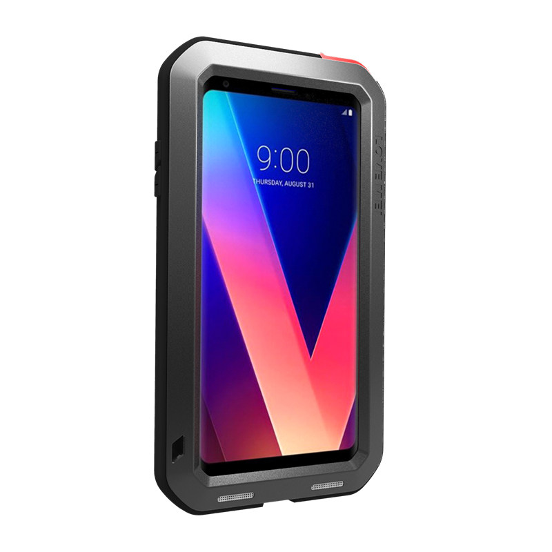 LOVE MEI Powerful Water Resistant Shockproof Dust/Dirt/Snow Proof Aluminum Metal Outdoor Gorilla Glass Heavy Duty Case Cover for LG V30