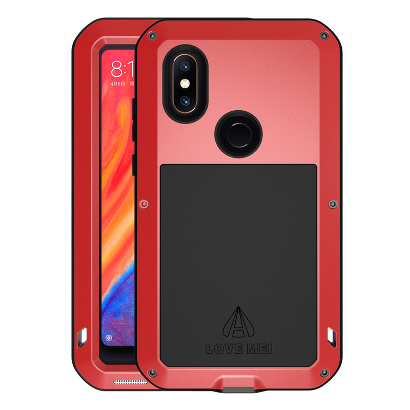 LOVE MEI Powerful Water Resistant Shockproof Dust/Dirt/Snow Proof Aluminum Metal Outdoor Gorilla Glass Heavy Duty Case Cover for Xiaomi Mi MIX 2s
