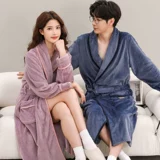 Демисезонный белый фланелевый банный халат, бархатная флисовая коралловая длинная пижама для влюбленных, увеличенная толщина