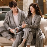 Демисезонный фланелевый банный халат, удерживающая тепло коралловая бархатная пижама для влюбленных, длинные штаны, увеличенная толщина