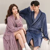 Демисезонный фланелевый бархатный банный халат, флисовая коралловая бархатная длинная пижама для влюбленных, увеличенная толщина