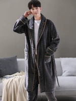 Серый кофейный срезанный цветочный мужской халат+брюки