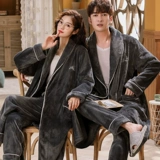 Демисезонный фланелевый банный халат, удерживающая тепло коралловая бархатная пижама для влюбленных, длинные штаны, увеличенная толщина