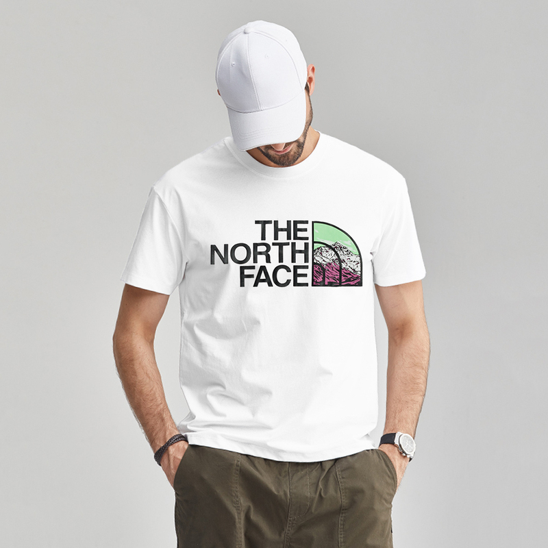 Thenorthface North Face Short-Sleeved T-Shirt Men's Fashion Logo Outdoor Casual Cotton Round Neck Breathable and Comfortable Half-Sleeve