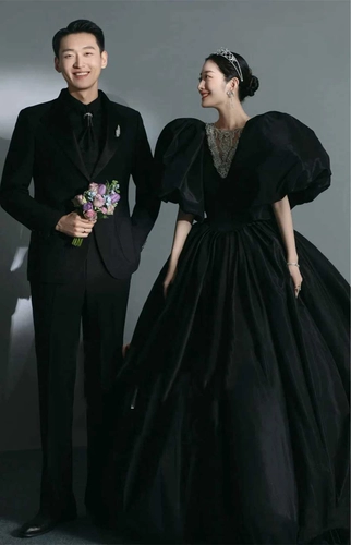 Фото студия тема свадебное платье 2021 Новое высококачественное черное ретро Хвост знаменитости