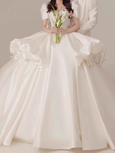 Белое модное свадебное платье для влюбленных, V-образный вырез, в корейском стиле, юбка-пачка