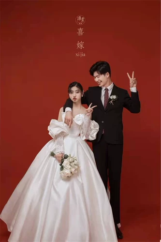 Белое свадебное платье, корейский топ без лямок для влюбленных, рукава фонарики