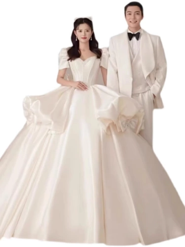 Белое модное свадебное платье для влюбленных, V-образный вырез, в корейском стиле, юбка-пачка